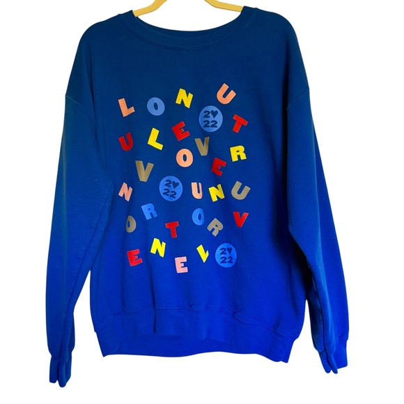 HARRY STYLES Love On Tour 2022 Official Soup Letter Blue Crew Neck Large - Picture 1 of 7